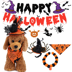 新しいペットハロウィーン装飾セット旗ペットハロウィーン首輪犬ハロウィーン帽子唾タオル