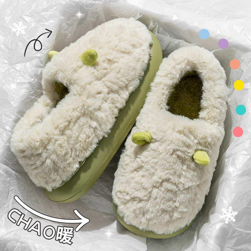 Cute Cotton Slippers for Women with Heel for Winter Outer Wear 2025 New Indoor Home Thick-Soled Non-Slip Warm Fleece-Lined Cotton Shoes