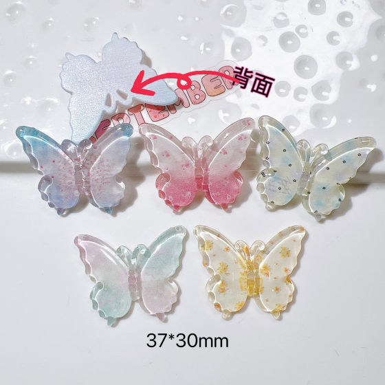 plastic accessories wholesale diy accessories handmade material shoe flower cream glue children hairpin transparent gradient color butterfly