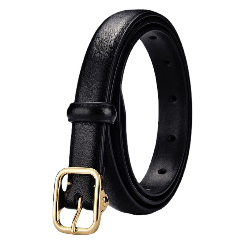 Cinturón de estilo coreano de las mujeres de textura retro camisa de vestir pantalones de moda hebilla de oro cinturón decorativo Delgado