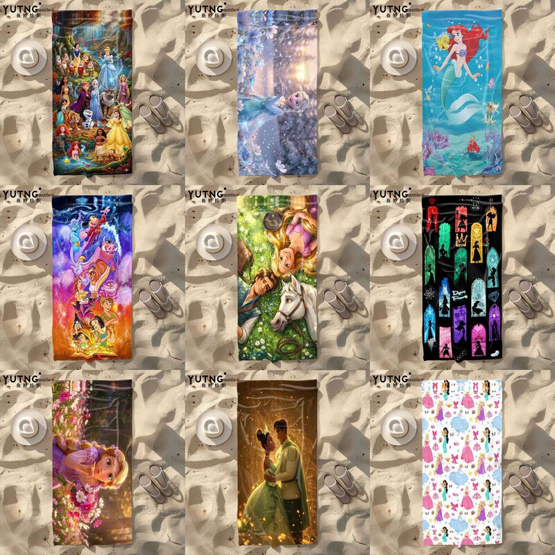 Disney Princess Collection Microfiber Beach Towel, Absorbent and Quick-Drying Cartoon Bath Towel, Portable Vacation Swimming Towel Disney Princess Collection Microfiber Beach Towel, Absorbent and Quick-Drying Cartoon Bath Towel, Portable Vacation Swimming Towel