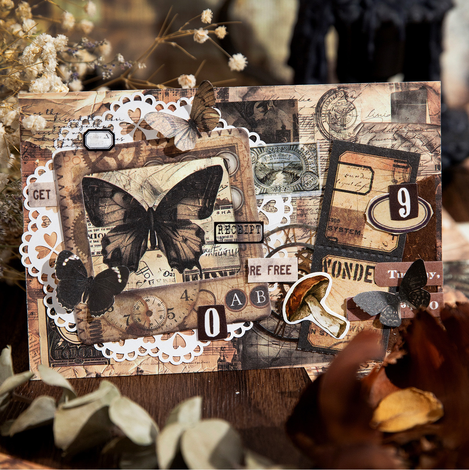 얀지 소재지 시간은 돌아서지 않는다 시리즈 레트로 노트북 DIY 소재 장식 베이스 30매 5종