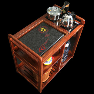 mahogany tea wagon rosewood mobile small tea stand solid wood hedgehog red sandalwood tea cabinet kettle integrated tea set household