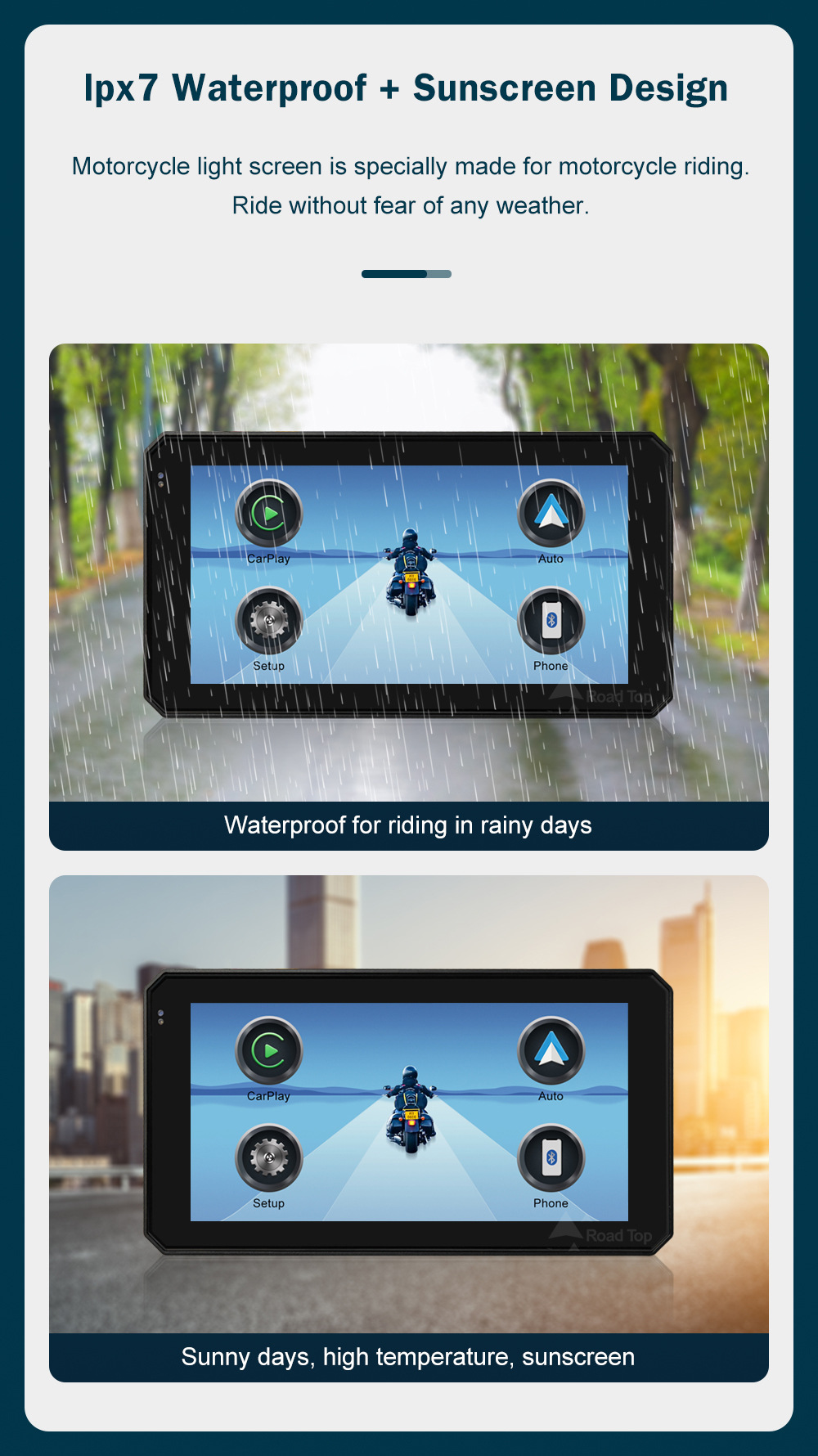 Road Top Road Top 5.98inch Waterproof Portable GPS Navigation Motorcycle CarPlay Display