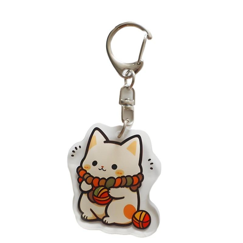 卡通版猫咪周边亚克力钥匙扣可爱小猫端坐系列钥匙链情侣挂件装饰|undefined