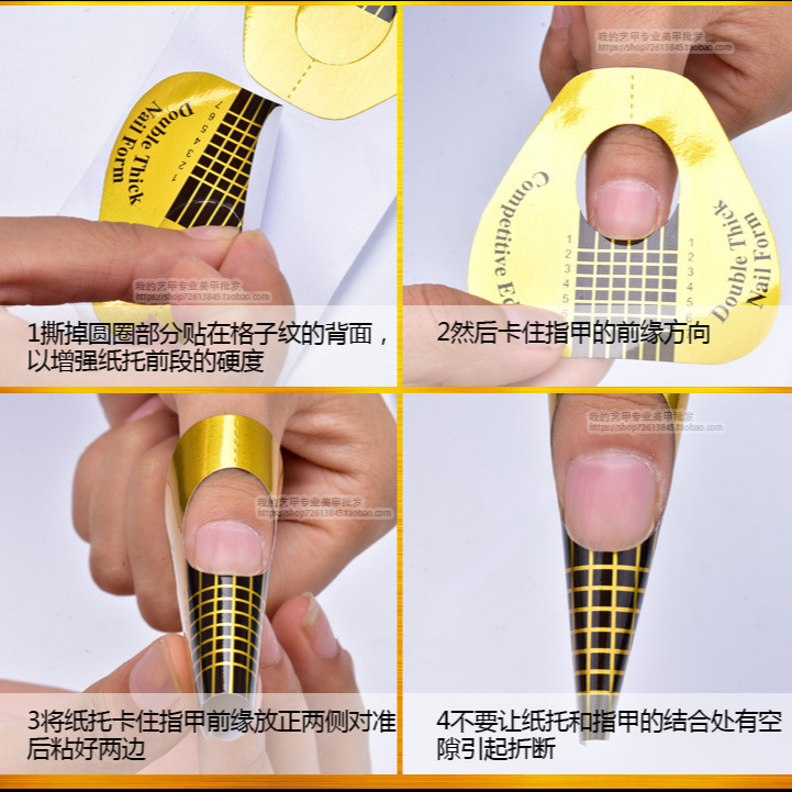 Herradura rectangular clavo papel titular herramienta de uñas fototerapia modelo extensión pegamento titular de papel titular de extensión de uñas 100 piezas