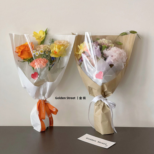 Flower packaging bag kraft paper flower bag transparent multi-branch bag rose bag bouquet packaging bag gift packaging wholesale