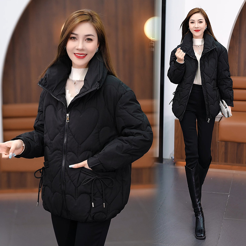 2024 invierno ropa de algodón de pluma de mujer ropa de pan holgada coreana ropa de algodón de cuello vertical abrigo de algodón cálido chaqueta gruesa image 8