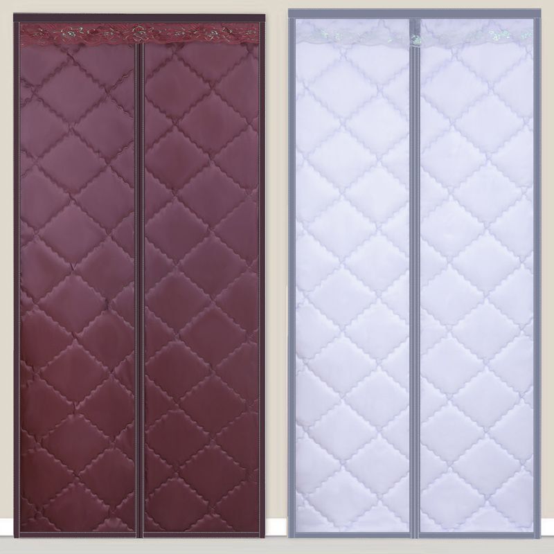 Autumn and Winter Thickened Cotton Door Curtain for Living Room, Cold-Proof Door Curtain for Home Bedroom, Thermal Insulation for Double Doors, Soundproofing, Light-Blocking, No Drilling Required