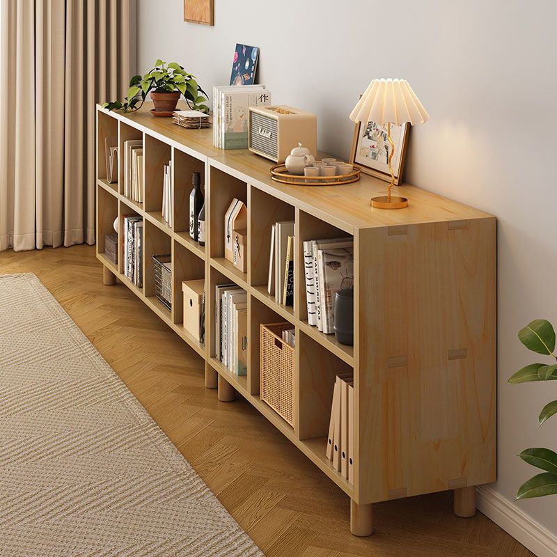 Solid Wood Bookshelf Storage Rack Floor-Standing Wall Pine Combination Grid Cabinet Living Room Tv Storage Storage Home Bookcase