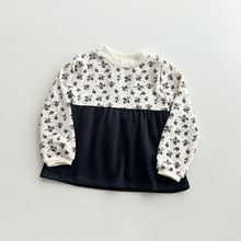 特价日单尾货110-130中小童女孩抓绒卫衣娃娃衫拼接款秋冬保暖