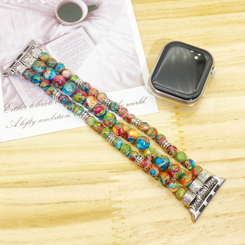 For Apple Apple Watch Iwatch Strap Natural Stone Emperor Stone Bracelet Beaded Bracelet Watch Strap For Apple Apple Watch Iwatch Strap Natural Stone Emperor Stone Bracelet Beaded Bracelet Watch Strap