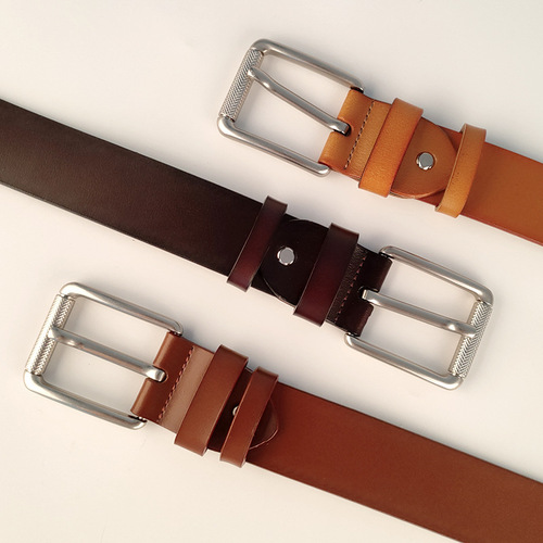 Men's genuine belt pin buckle men's retro cowhide belt high-end men's simple casual pants belt wholesale factory direct sale