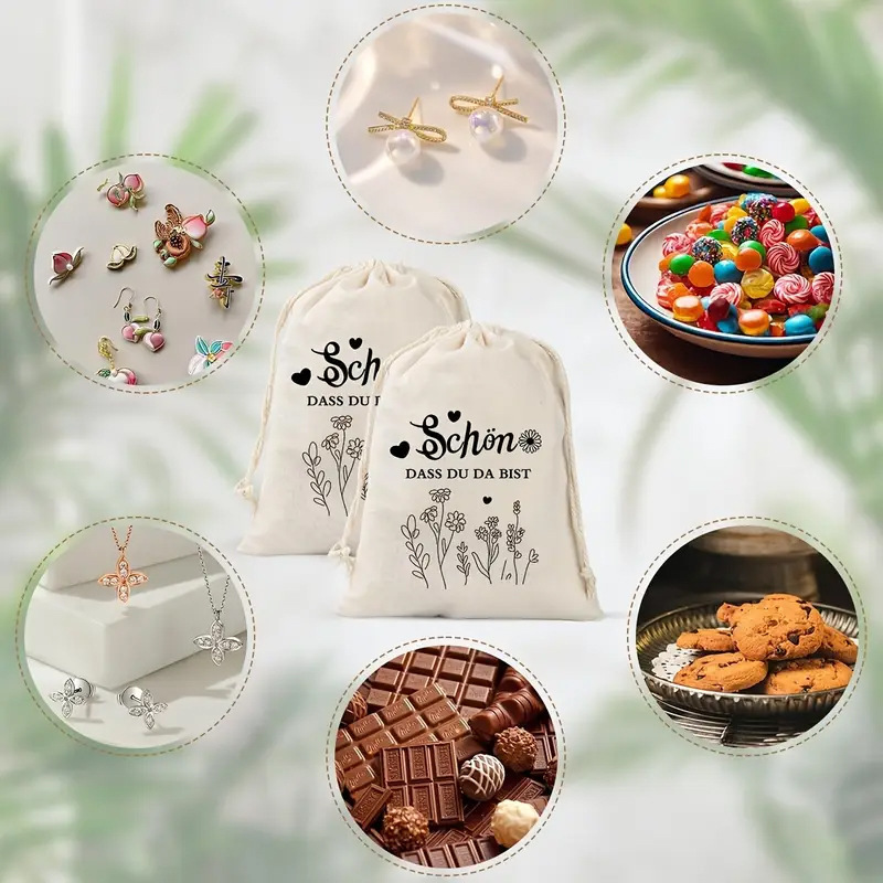 跨境新品现货谢谢你棉布包装收纳束口袋德国站婚礼派对礼品装饰袋