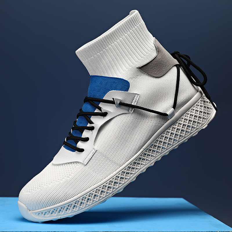 2024 Summer High Top Socks with Flyknit Breathable Casual Student Trendy Shoes Men's Sports_voghion.com
