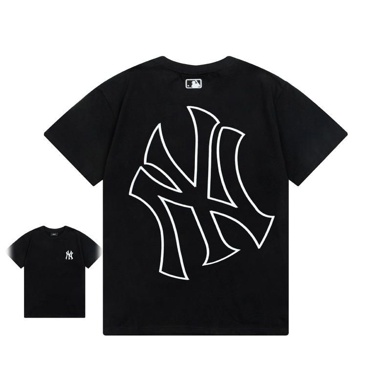 クロスボーダー MLB&NY ベーシックプリント高品質レディース T メンズ半袖コレクション共同ブランドの純綿通気性ボトリングシャツ|undefined