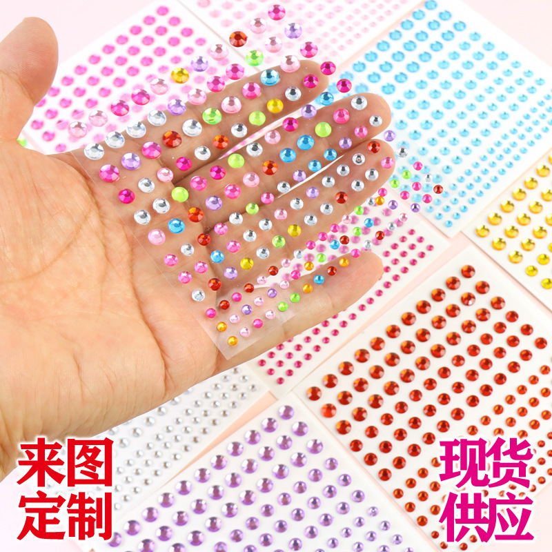 Cross-border eye Diamond Pearl Water Drop Diamond eye makeup stickers stage face stickers with adhesive three-dimensional decals children flat bright diamond