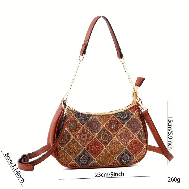 2024 Lingge Printed Art Handbag, Elegant Underarm Bag, Fashionable, Simple, and High Grade Single Shoulder Bag Bottom PU_voghion.com
