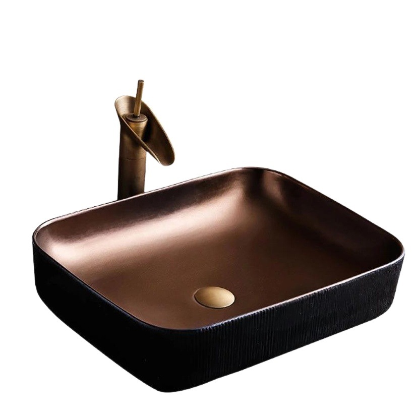 Chinese-Style Ceramic Washbasin Jingdezhen High-Temperature Ceramic Handmade Textured Basin Chinese-Style Countertop Basin