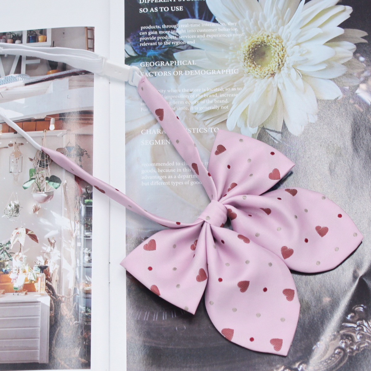 Spot al por mayor amor corbata de pajarita de oreja de conejo mujer jacquard de seda de poliéster más estilo universitario duro pajarita de pajarita flor de diez colores