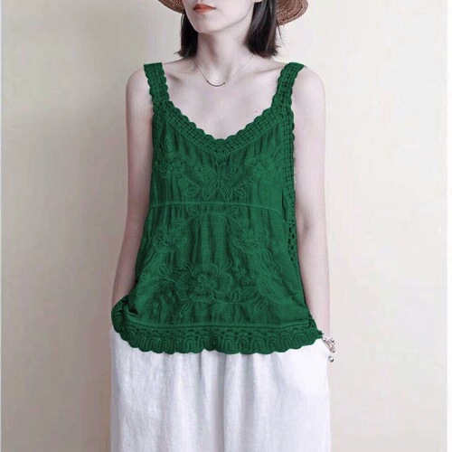 New cotton camisole women's summer loose and simple inner wear ethnic style V-neck sleeveless bottoming shirt top