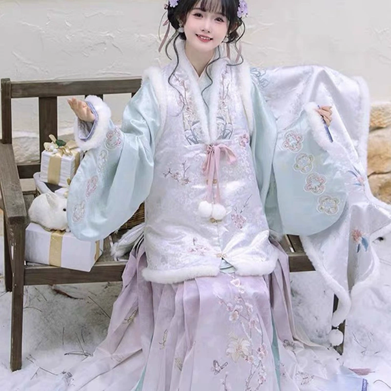 Ming Hanfu женский воротник с тяжелой вышивкой