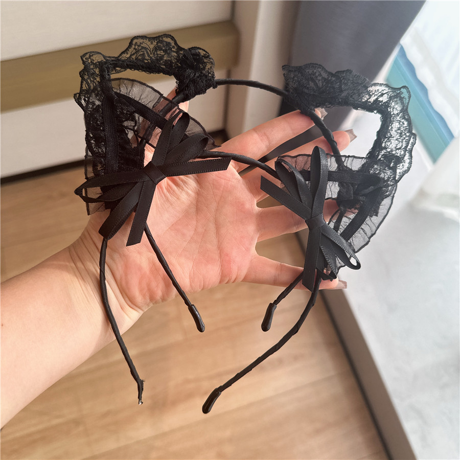80g Weight Hair Band Hair Accessories Type 1 Piece Quantity Holiday, Stage Occasion Lace Material Bunny Ears, Cat Ear Pattern All Seasons Season Women's Gender Cute, Simple Style Style Cute Simple Style Women's Bunny Ears Cat Ear Lace Hair Band 4