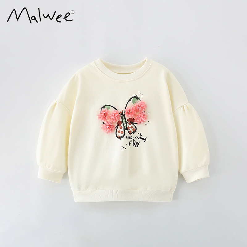 Malwee niñas suéter de otoño para niños europeos y estadounidenses de estilo extranjero niñas de cuello redondo de manga larga ropa infantil camisa casual