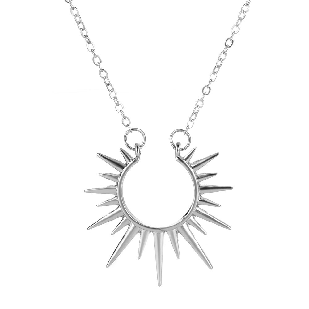 New Sun Flower Open Pendant Alloy Thin Necklace display picture 8