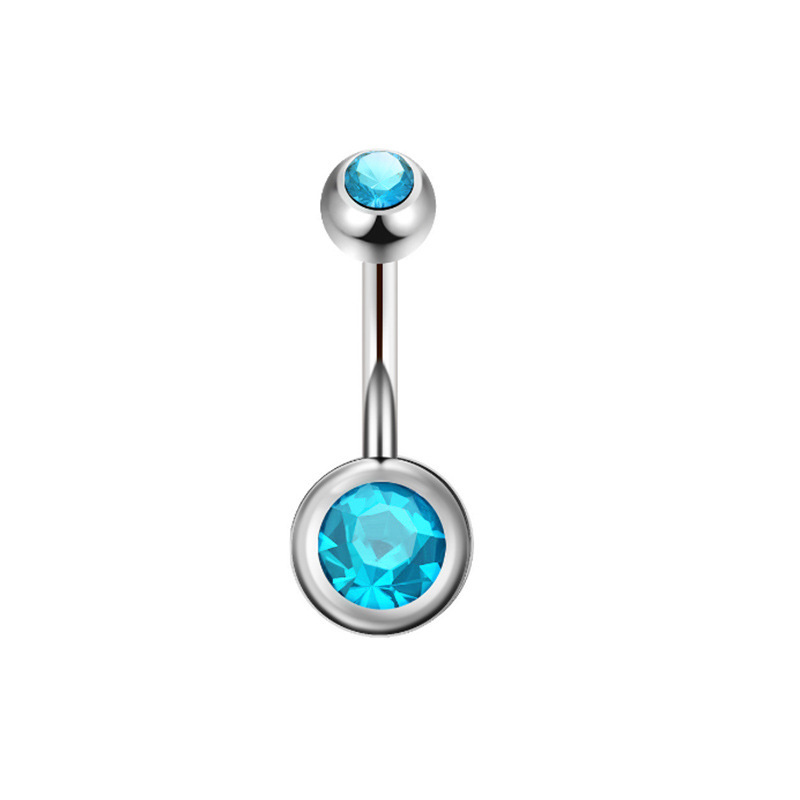Stainless Steel Banana Bar Double-ended Rhinestone Ball Piercing, European And American Body Piercing Jewelry, Colorful_voghion.com