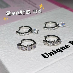 フラッシュマイクロセットジルコンスターピアス ストレートピンタイプ シンプルで万能なピアス イヤリング イヤリングセット