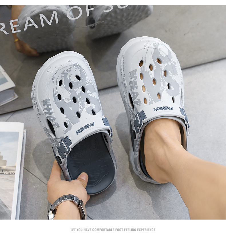Two-tone Clogs With Thick Non-slip Soles, Trendy Casual Sandals_voghion.com