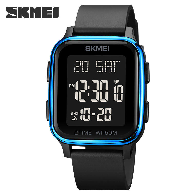 Skmei deportes al aire libre multifuncional cuadrado estudiante de los hombres reloj electrónico reloj impermeable de los hombres 1858