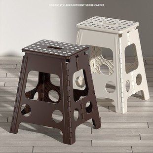 Plastic Folding Stool Simple Chair Universal Household Dining Table Stool Space-saving Outdoor Portable Stackable High Bench