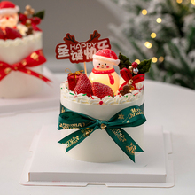 圣诞节草莓蛋糕装饰摆件发光圣诞老人雪人圣诞快乐甜品台插牌插件