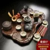 07 Shuanglian Tea Tray Black Pottery Side Handle-Accessory B