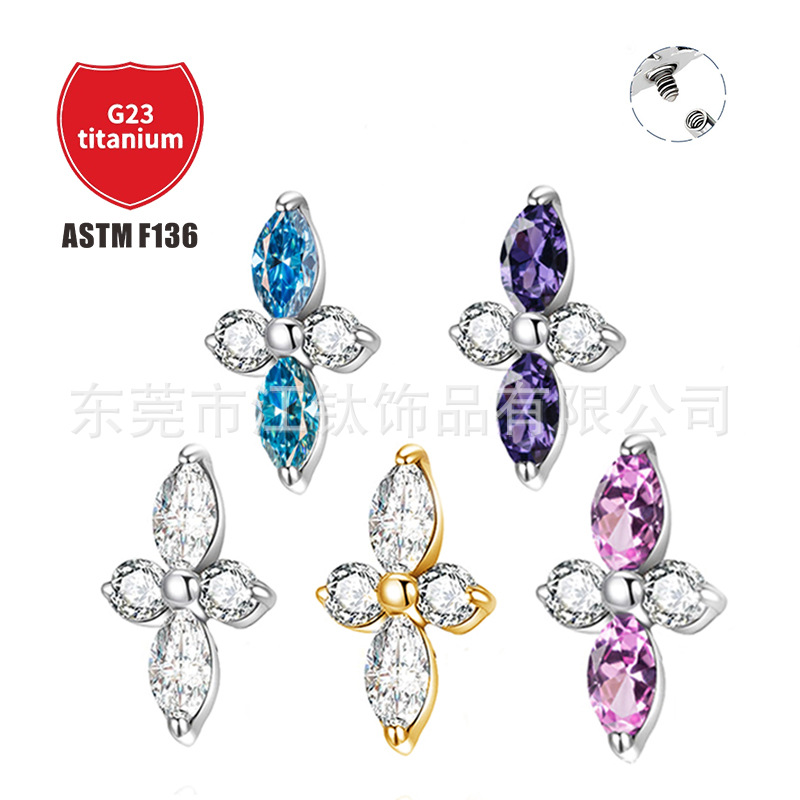 Pointed titanium steel lip stud product view
