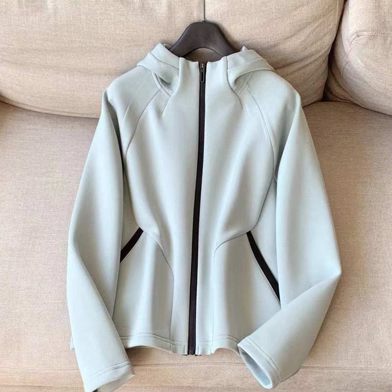 Giacca leggera donna con zip e cappuccio sportiva calda_voghion.com