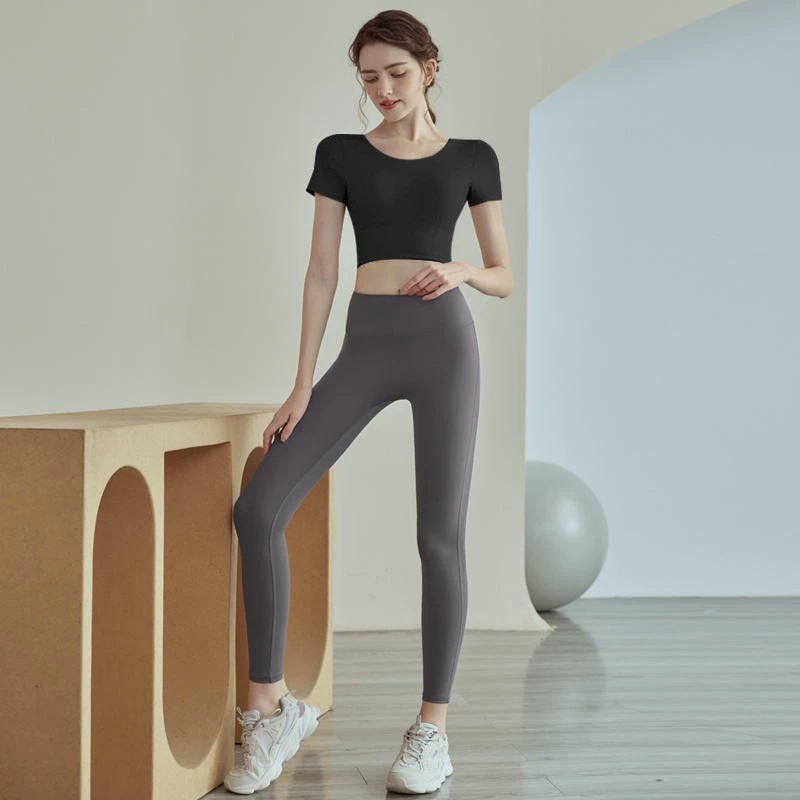 Йога-майка для спорта без бренда — Crop с Bust removable cups, дышащий тренировочный комплект