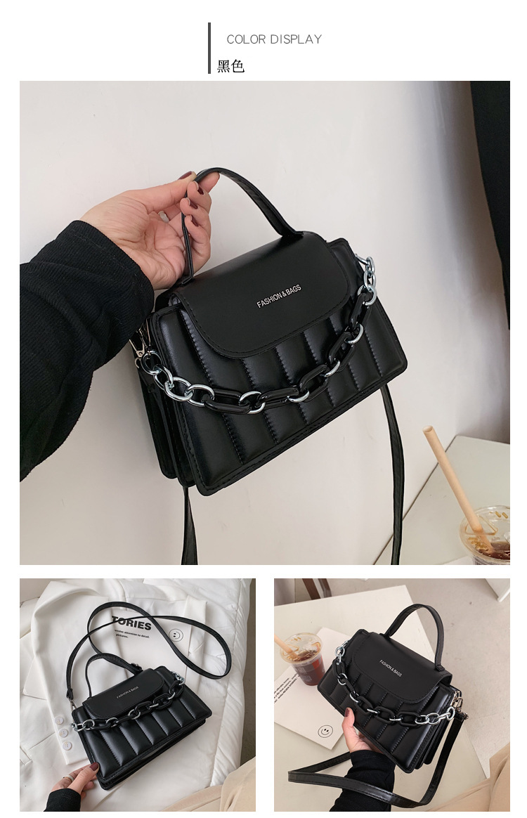316g Weight Synthetic Leather Lining Material Magnetic Buckle Closure Type Single Shoulder Strap Strap Type Square Bag Bags Type Pu Leather Material Solid Color Pattern Streetwear Style Square Shape Khaki, Red, Yellow, Black Color Small Size Fashion Pu Leather Embroidery Thread Geometric Shoulder Bag Wholesale Nihaojewelry 10