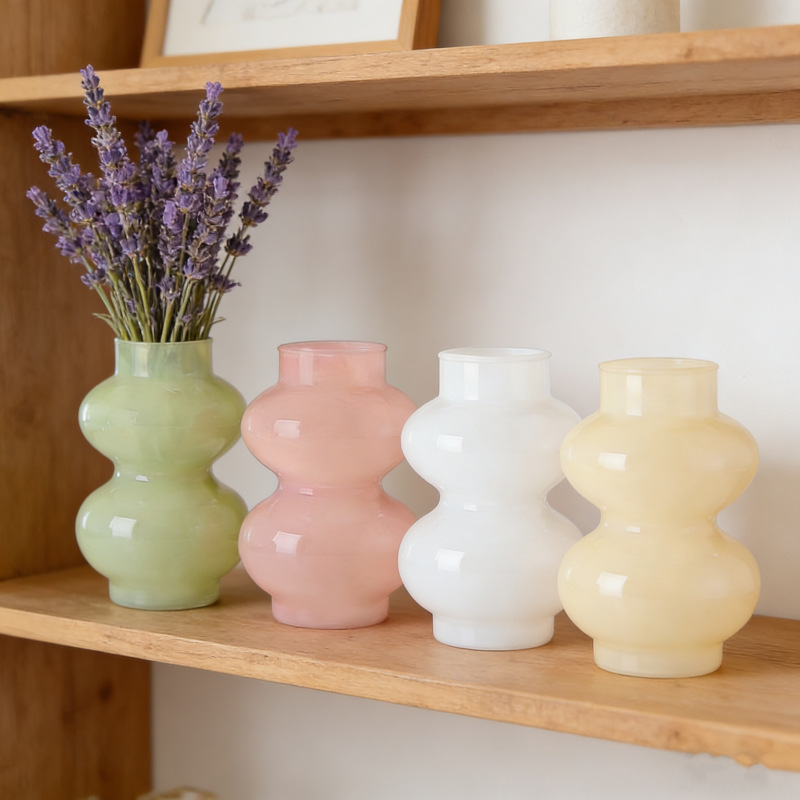 Vaso de vidrio de ventana de crema simple lujoso ligero inswind hogar suave flor hidropónica decoración decoración de escritorio