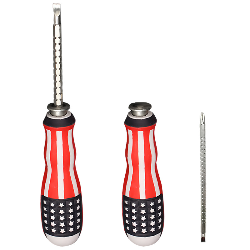 Destornillador de doble propósito de bandera s2 personalizado destornillador cruzado retráctil de 6mm de alta dureza destornillador manual