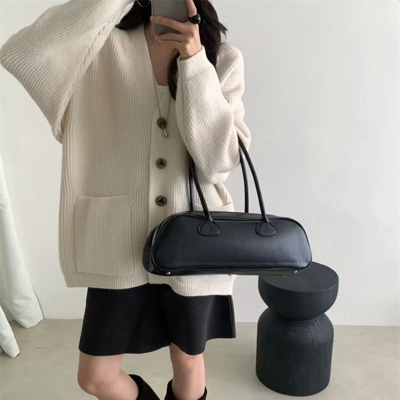韩系秋冬新款休闲学院风针织衫女纯色宽松简约慵懒风开衫毛衣外套|undefined