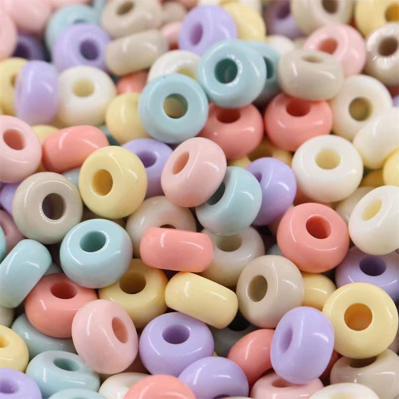 钥匙扣串珠奶油色算盘珠14mm亚克力车轮珠diy手机绳发绳饰品配件