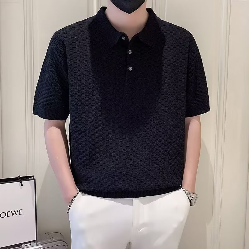 Nueva moda de verano de manga corta con cuello POLO ins nano waffle popular estilo de Hong Kong tops de moda para estudiantes