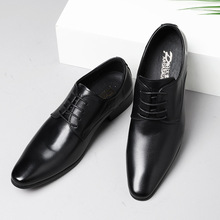 厂家直供新款皮鞋男尖头商务正装鞋英伦风时尚系带修身婚鞋男批发