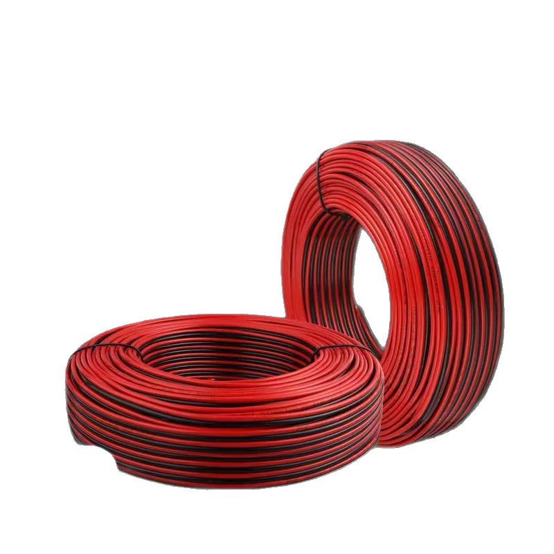 Pure copper two‑core flat parallel wire, red & black, LED display sheath, 2×0.3–2.5 mm², 90 m coils