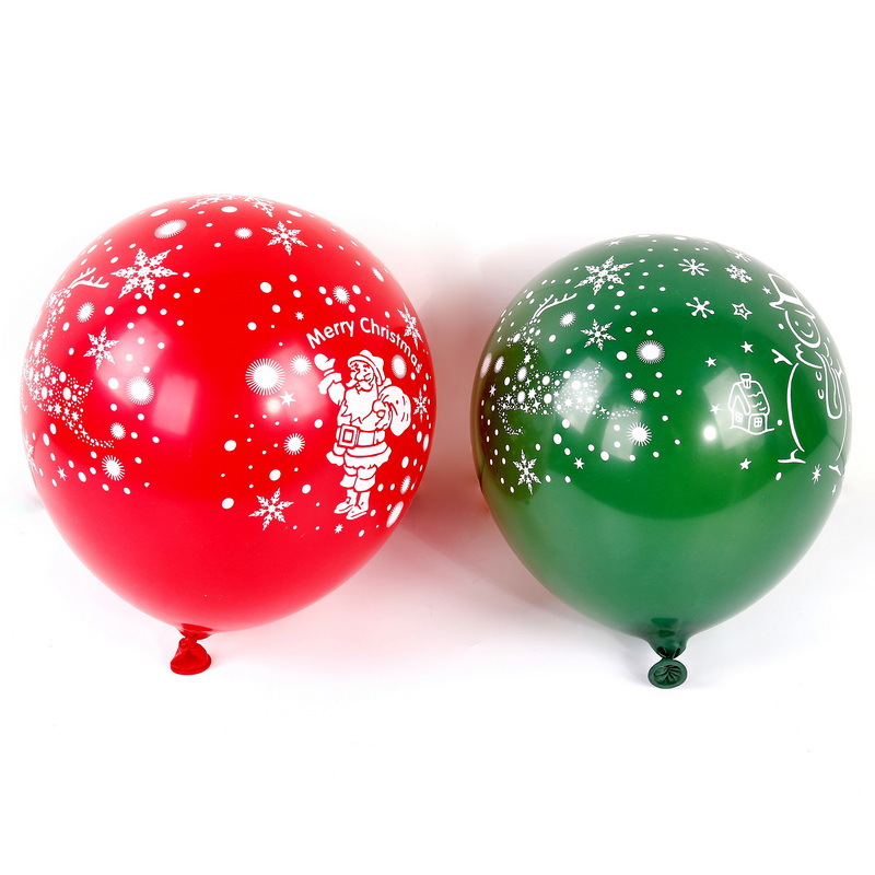 Decoración de Navidad suministros 12 pulgadas globo de látex Festival tema Fiesta rojo y verde impreso globo de látex al por mayor