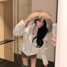 大毛领羽绒服女冬季2025新款修身时尚洋气高级感短款加厚连帽外套