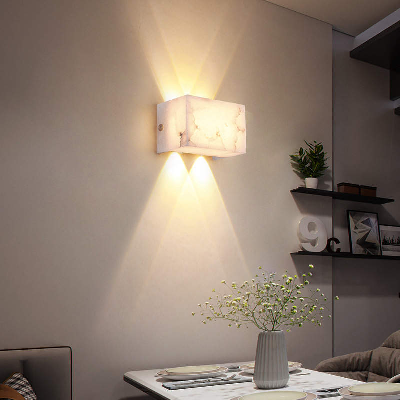 Decoración de la pared moderna lámpara de pared minimalista de cobre nube balcón atmósfera creativa cabezal de cama de piedra lámpara de pared comedor sala de estar lavado